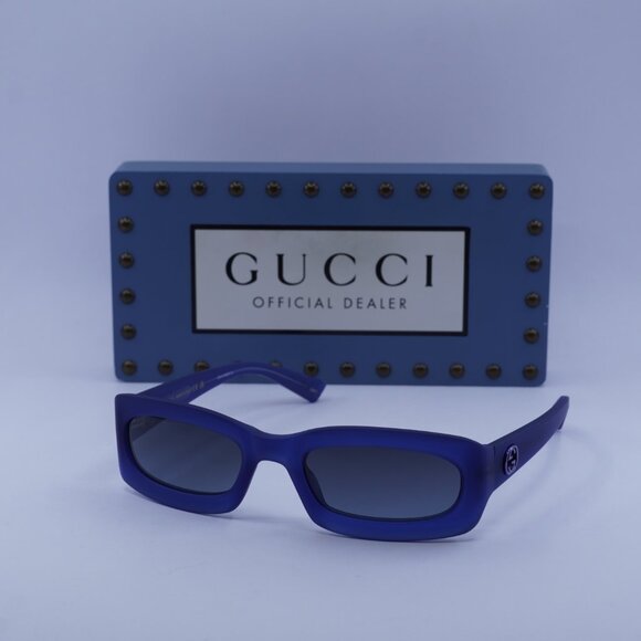 Gucci GG1786S 004 Rectangle Sunglasses - Milky Blue/Grey to Blue main image 6